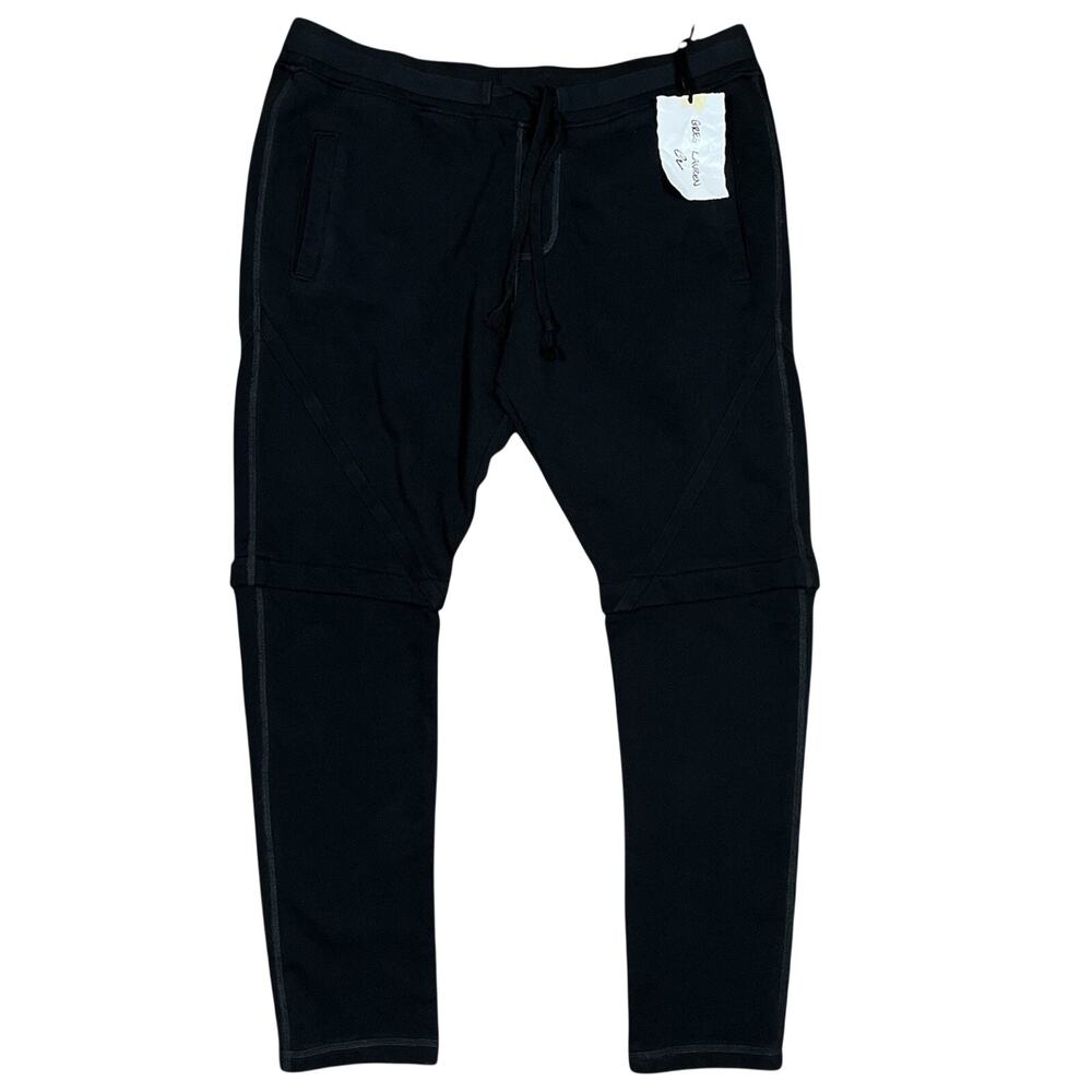 Greg Lauren Black Lounge Drawstring Sweatpants Pants Size 4 Fleece Sweat Twill